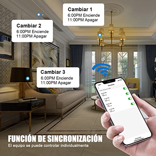 EXTRASTAR WLAN-Touch-Wandschalter, 3-Wege, 3 Kanäle, Kompatibilität mit intelligenten Assistenten wie Google Home und Amazon Alexa, Neutralkabel erforderlich, Weiß