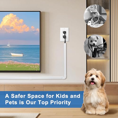 Image of ZhiYo Cord Hider Kit, Cord Covers for Wires on Wall, Self-Adhesive Cable Raceway, TV Cord Hider for Wall Mounted TV, Paintable Cable Management Cover Kit, 7X L14in x W0.95in x H0.55in, White