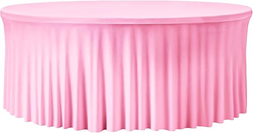 Miniatura 59 de Mantel redondo de 60 pulgadas blanco con borde elástico – Mantel ajustado sin arrugas y lavable para mesa redonda de 5 pies, mantel reutilizable