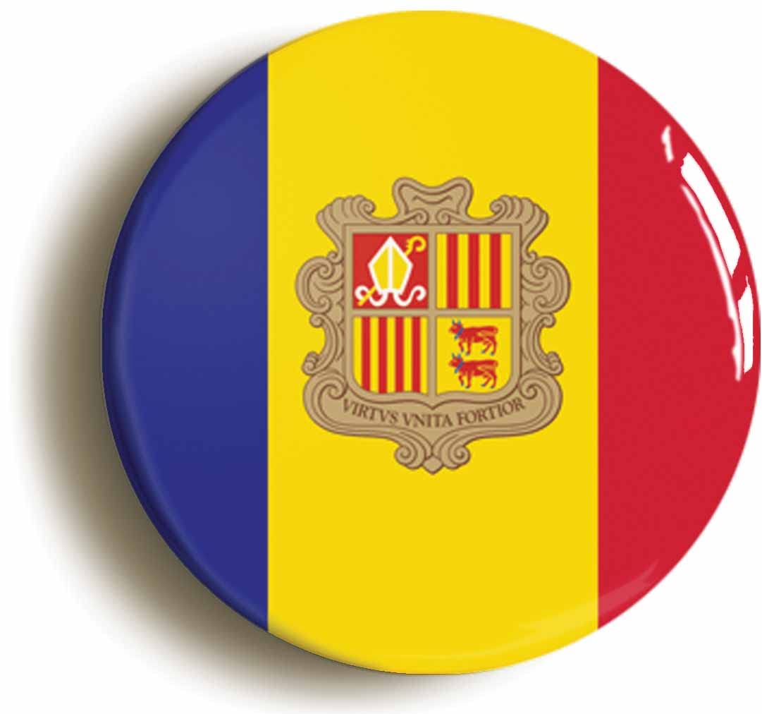 Andorra National Flag Fridge Magnet (Circular 2inch / 50mm Diameter)