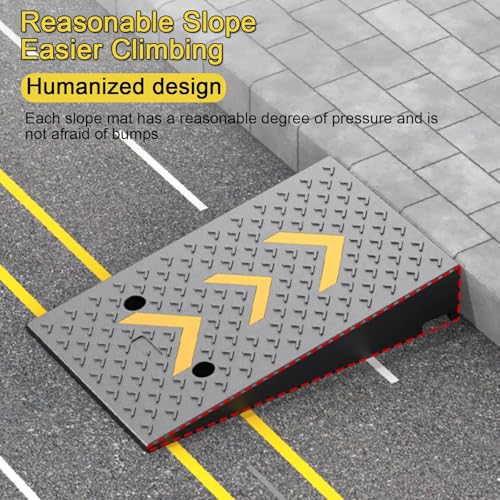 Rampa de entrada de caucho de alta densidad para vehículos con capacidad de carga de 4400 lb, medidas 50x80x10 cm miniatura 3