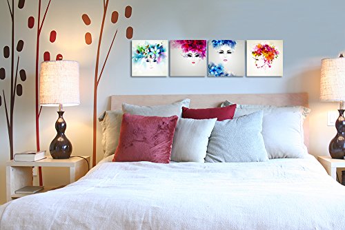 Levvarts Creative Abstract Women Face Canvas Prints,Beautiful Flowers And Butterflies In Girl Hair Wall Art,Gallery Wrap Artwork Ready To Hang,Modern Home Wall Decor #TOP1