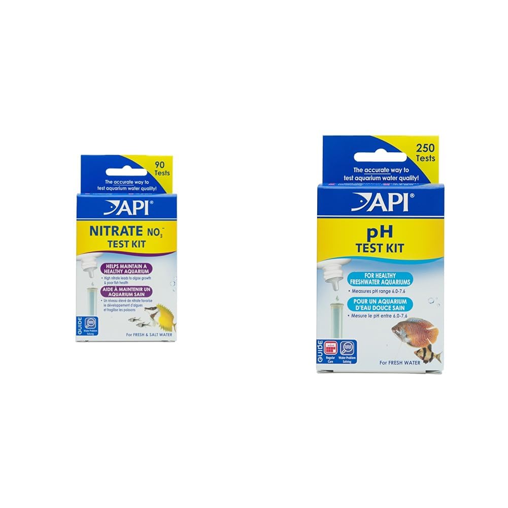 API 90-Test Nitrate and 250-Test pH Aquarium Water Test Kits for Freshwater & Saltwater Tanks