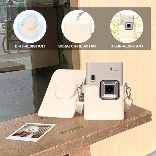 Image of Mini Liplay+ Camera Case for Fuji Instant Mini LiPlay+ Hybrid Instant Camera, Liplay+ Camera Protective Case with Premium PU Leather and Adjustable Strap (No Camera) - Sand Beige