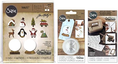 Tim Holtz Alterations - Tiny Snowglobes Thinlits, Plastic Dimensional Domes and Small Adhesive Sheets - 3 Items