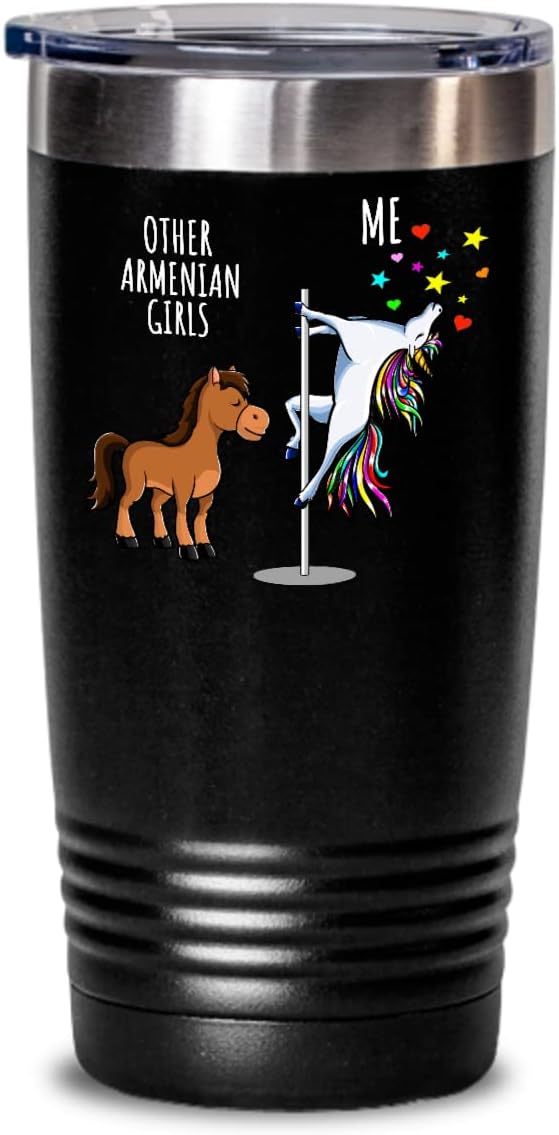 Unicorn Armenian Girl Tumbler Other Me Funny Birthday Gift For Women Her Sister Mom Coworker Bff Cute Best Friend Present Magical Gag Insulated Cup With Lid Black 20 Oz