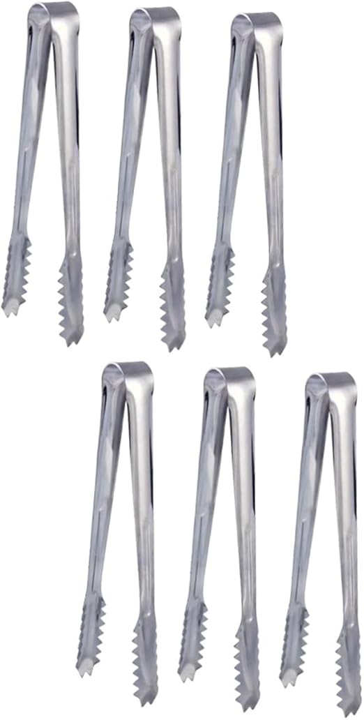 6 Pcs Foods Tongs Ice Tongs Tools for Kids Small Tongs for Kitchen Metal Bbq Tongs
