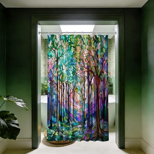 puuiui Small Stall Narrow Shower Curtain Dopamine Art Stand Up, 48 x 72 in