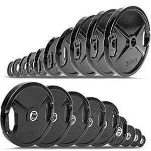 C.P. Sports Olympische schijven met rubbercoating, 1 paar halterschijven, diameter 50 mm, bumper plates, 0,5 tot 30 kilo per paar