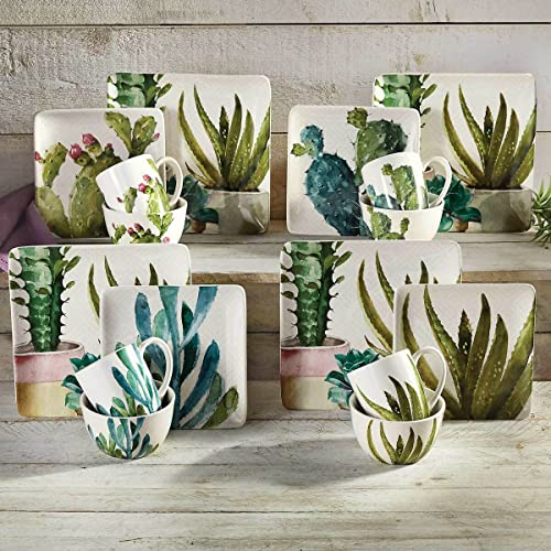 BLACK FOREST DECOR Succulent Cactus Dessert Plates - Set of 4
