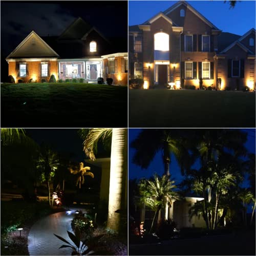 Venus Manufacturing 4 Pack Low Voltage Landscape Flood Light 50W Halogen Outdoor Landscape Lighting Kits 380 Lumen Black Waterproof Spotlights 12V 3000K Warm White Metal Tree Lights For Garden & Yard #TOP4