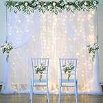 White Tulle Backdrop Curtain with Lights String for Parites 10×8ft Sheer Backdrop Curtains White Curtain Backdrop for Wedding Baby Shower Birthday Party Photo Shoot Decorations(2 Panels 10ft×8ft) - Image 2