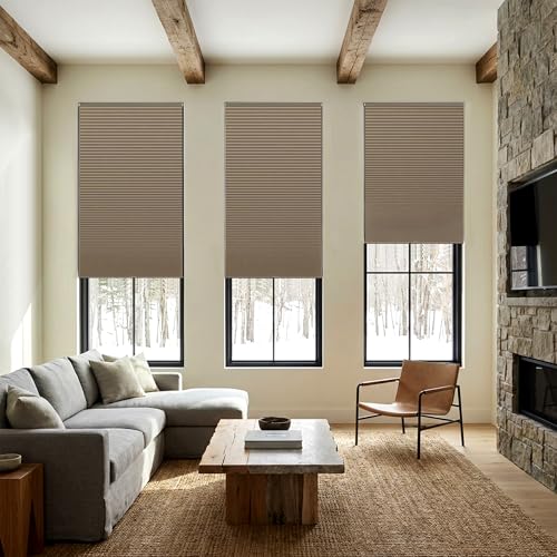 LazBlinds Cordless Cellular Shades, No Tools No Drill Blackout Honeycomb Shades Pleated Blinds for Windows, 20'' W x 48'' H, Taupe by LazBlinds - Image 5