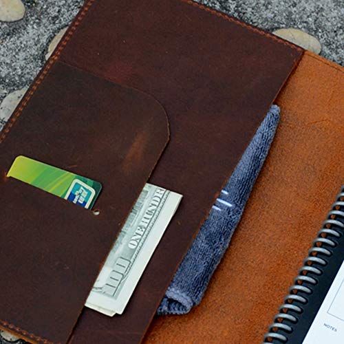 Funda para portátil Rocketbook A5 de piel auténtica marrón con tarjetero 3