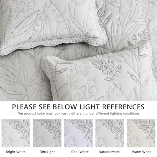 Image of DaisyHuang Full Size Bedspread Set, 5‑PCE Reversible Quilt Set 96x110 Grey
