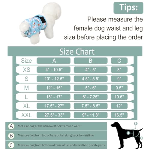 Image of Female Dog Diapers 5Pcs - Premium Reusable Diapers for Doggie in Heat - Highly Absorbent Dog Diapers Female for Pet Incontinence with Adjustable Snaps, S