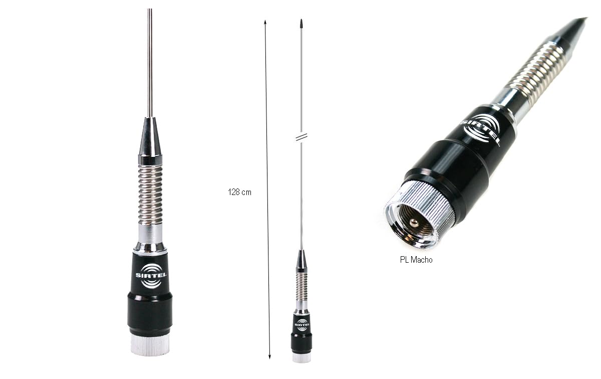 SRTM-128-S Antena móvil VHF 136-174 MHz. con Muelle.Conector PL