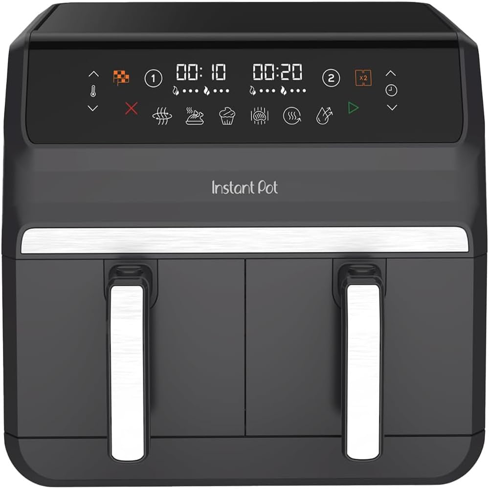 Instant Pot Vortex Dual Truffle Air Fryer: Large 8L, Family Size, Double 4L Basket, 8 in 1, Dehydrate Food, Grill, Bake, Roast, Reheat, Non-Stick, Easy to Clean