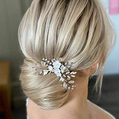 AYBUY Braut Haarschmuck Silber - Kristall Blume Kopfschmuck Für Hochzeit & Besondere Anlässe