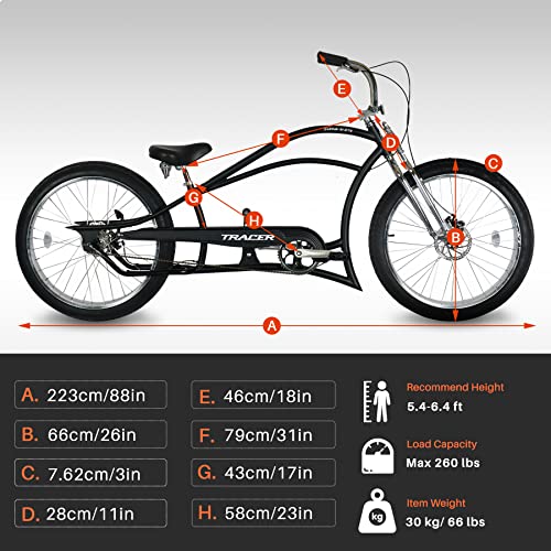 Tracer Beach Cruiser Bike For Adults, 26/29 Inch Wheels, Fat Tire, Hi Ten Steel Frame, 1/3/7 Speed, Complete Cruiser Bike (Siena - 26" X 3", 3-Speed/Matte Black/Hi Handlebar - Tracer) #TOP6