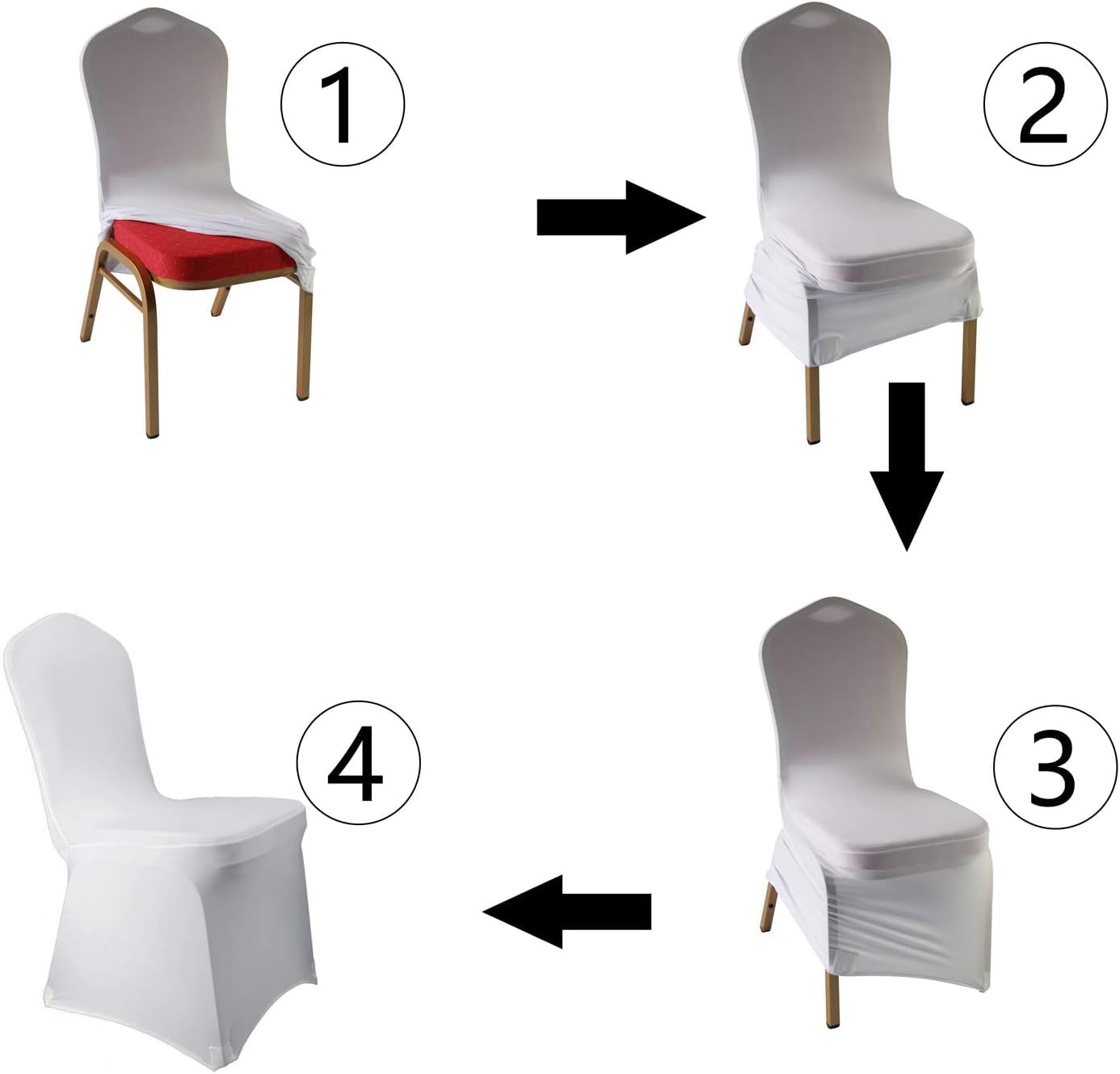 Housse de Chaise Universelle Lycra Extensible | Couleur : Blanc | Déco Mariage - Banquet - Fêtes | Evènements Privés et Professionnels | Lavable - Réutilisable (50)