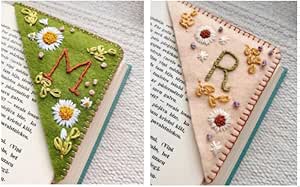 Personalized Hand Embroidered Corner Bookmark - 26 Letters And 4