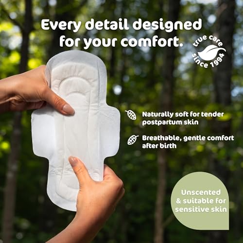 Image of Naty Maternity Pads with Wings |100% certified organic cotton top sheet | Certified skin-safe | Soft Postpartum Sanitary Pads for after Birth, 0% plastic on skin, Fragrance free & Absorbent | 10 count