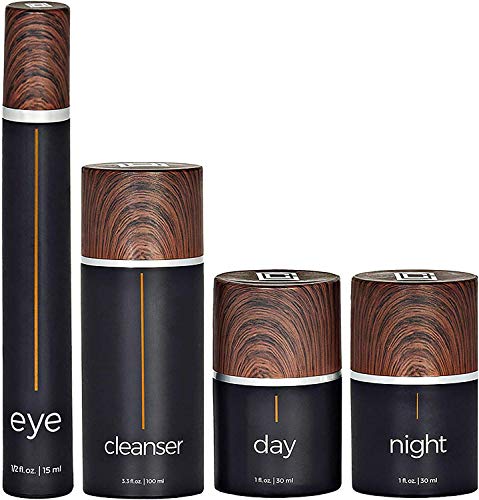 Skincare Kit 4 Piece Set for Men + Women | Winner Best Choice Reviews Top 10 Skincare Kits | Cleanser, Eye Serum, Day Moisturizer, Night Oil | Hydrates, Softens + Smooths | Natural, Plant-Based