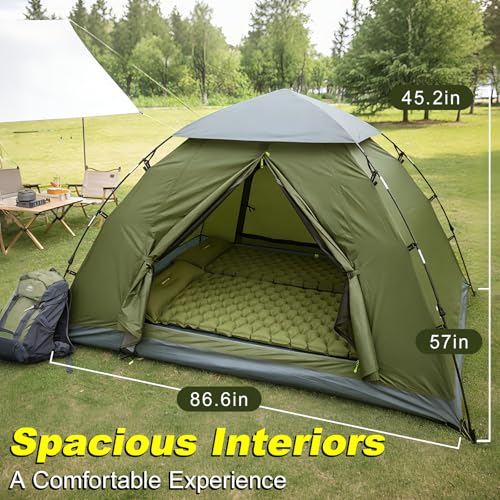 Carpa CampExo Modelo WJ11-JL-2P para 2 Personas, Ligera, Impermeable, para Camping y Senderismo, Color Verde Ejército miniatura 5