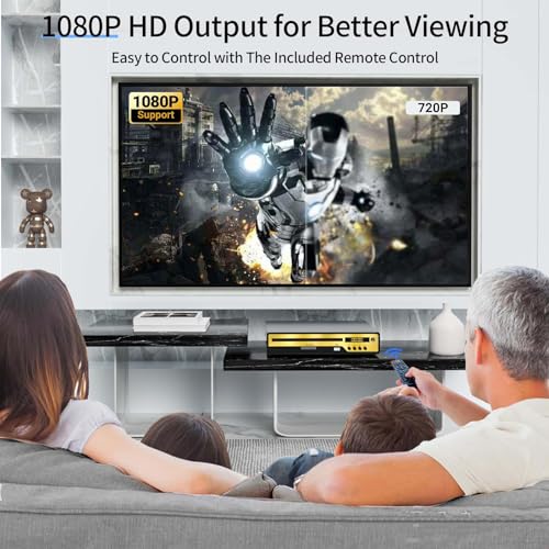 Leitor de DVD para TV com HDMI, reprodutores de DVD HD de todas as regiões 1080p com entrada USB/car