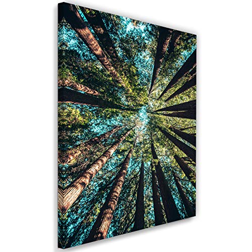 Tableau Arbres Feuillage Abstrait Vert en Photo sur Toile XXL 70x100 cm Image Décoration Murale