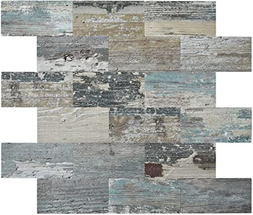Art3Dwallpanels 10-Pack Peel And Stick Backsplash Tiles, Pvc Stick On Kitchen Backsplash Wall Tiles, Ecru Rustic Wood Panel Self Adhesive Tile For Kitchen, Bathroom, Fireplace And Rv, 13.5"X11.4" #TOP1