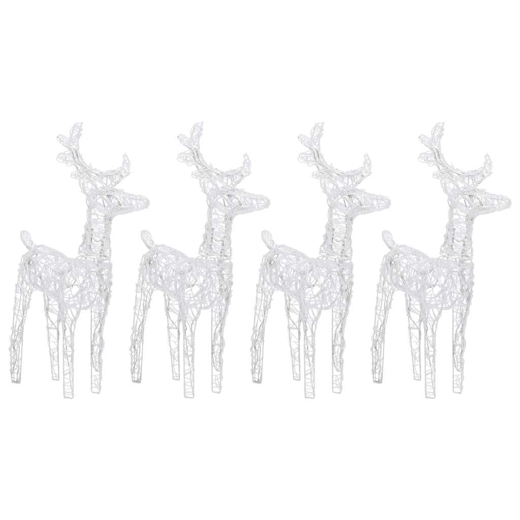 HaoChrymec Renne natalizie a LED in acrilico, bianco caldo, set da 4 pezzi