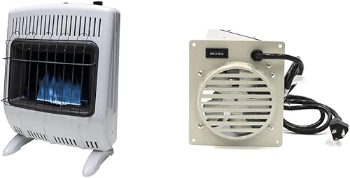 Mr. Heater Calentador de gas natural de llama azul de 20,000 BTU sin ventilación, tamaño único, multi y kit de accesorios para soplador sin