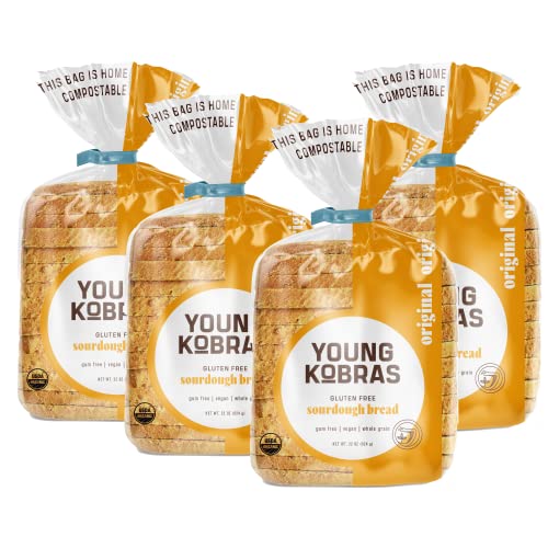 Young Kobras Organic, Gluten-Free Original Sourdough Bread (4-pack) - Allergen Friendly, Vegan, Gum-Free, Simple Ingredients & Made Fresh to Order