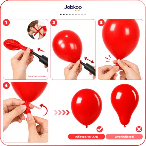 Image of Jobkoo Red Balloons 12 Inch, 50 Pcs Matte Red Latex Balloon