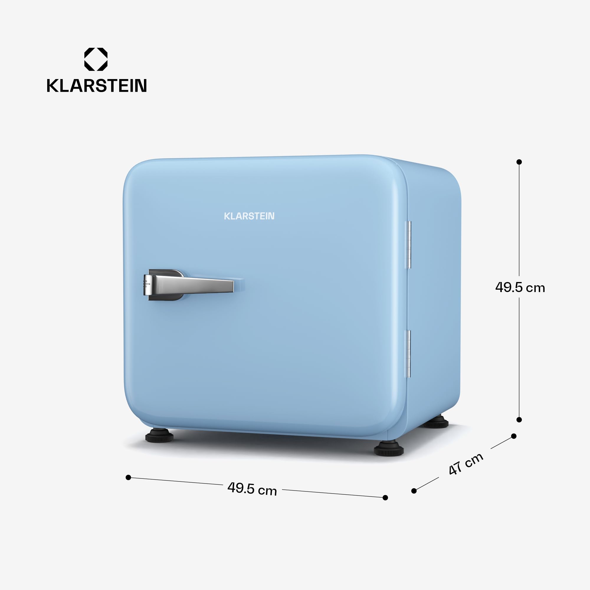 KLARSTEIN Audrey Evo 43L Mini Frigo - Design Rétro, Silencieux 40 dB, Thermostat Mécanique, Porte Réversible, Petit Frigo de Chambre, Bureau, Blanc