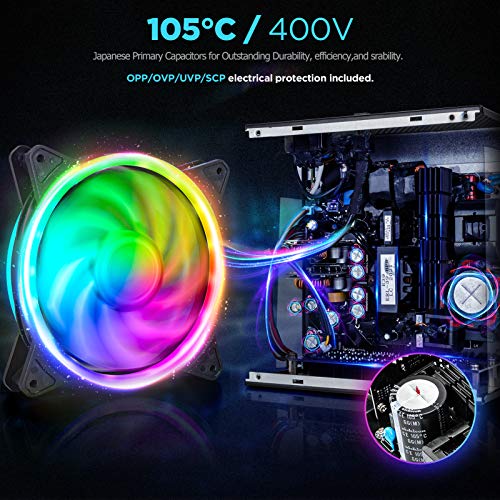 Computer Power Supplies 750W, RGB Power Supply Fully Modular 80+ Gold PSU, Addressable RGB Light Power Supply for Gaming PC