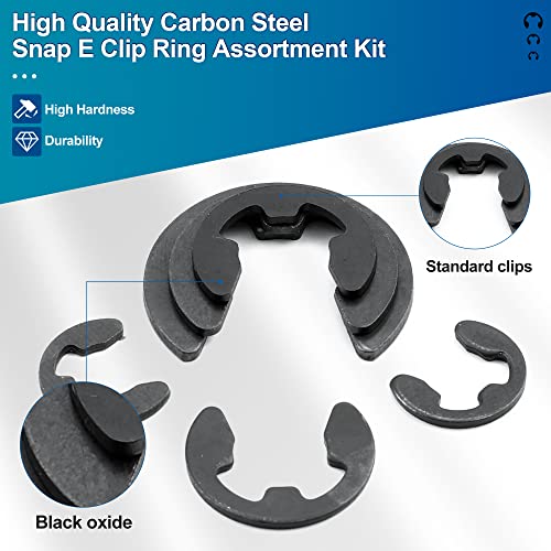 Nindejin 395Pcs Retaining Rings E-Clip Assortment Set, 13 Sizes, Carbon Steel External Snap Ring, E-Clips Retainer Circlip Rings For Projects - Gears Pulleys Axles Shafts And Other Moving Parts #TOP3
