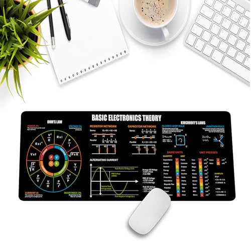 Image of Basic Electronic Theory Mouse Pad, Perfect for Students, Engineers & Technicians with Circuit Design & Electrical Reference, Essential Computer Accessories for Study, Work, and Reference Purposes NNA