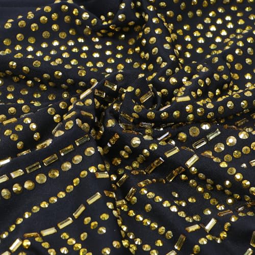 Image of PORRCEY Women's Sexy Rhinestone Mesh See Through Party Night Prom Dress