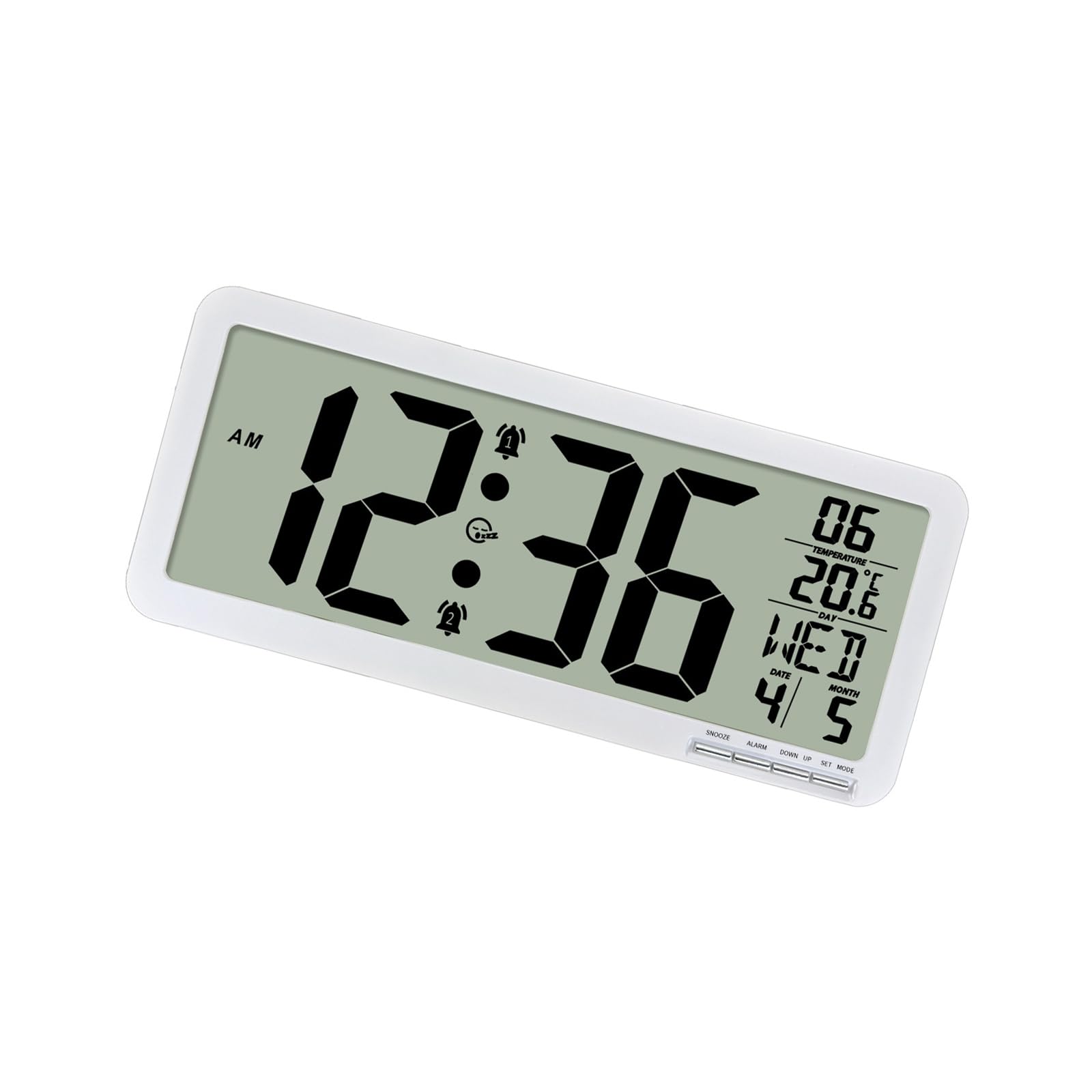 Hsioluted Temperature Sensors LCD Screen Clock Battery Operated Wall Desk Alarm Clock with Snooze Function for Home Decors Desktop Electronic Alarm