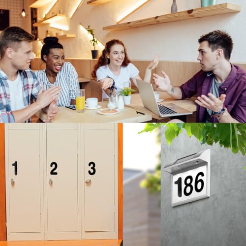 benlidoner 14 Blatt Zahlen Aufkleber, 10cm Wetterfest Klebezahlen Schwarz, 0-9 Reflektierende Vinyl Große Zahlen Sticker, Selbstklebende Haus-Nummer für Postkasten, Schilder, Mülltonne