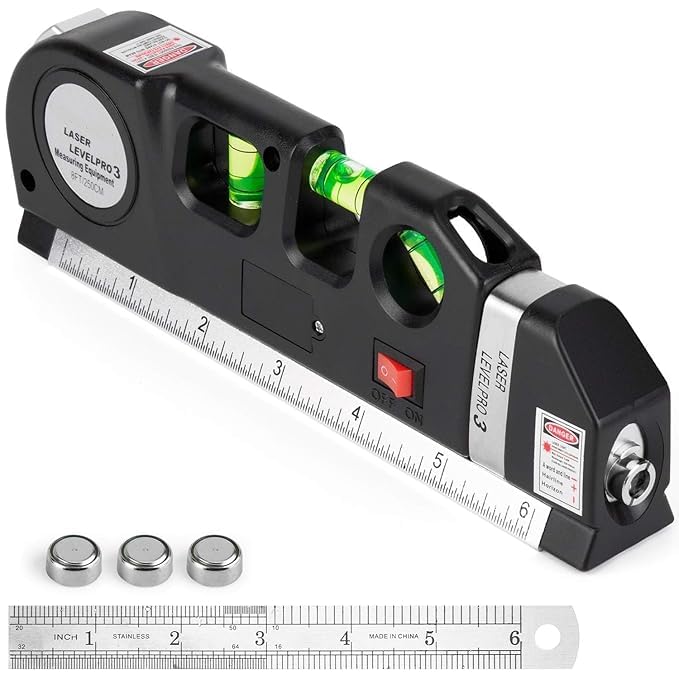 Birudmart Laser Level Line Tool with Measuring Tape, Multipurpose Cross ...