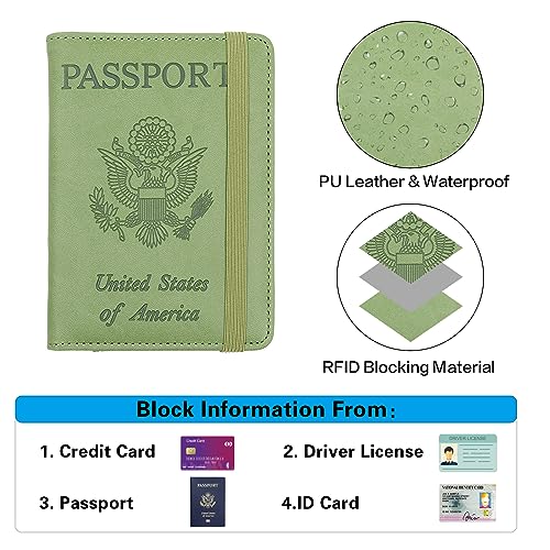 Image of Melsbrinna Premium Leather Passport Holder Covers Case, Waterproof Rfid Blocking Travel Wallet Passport Holder with Pen Holder, Cute Passport Book for Women /Men
