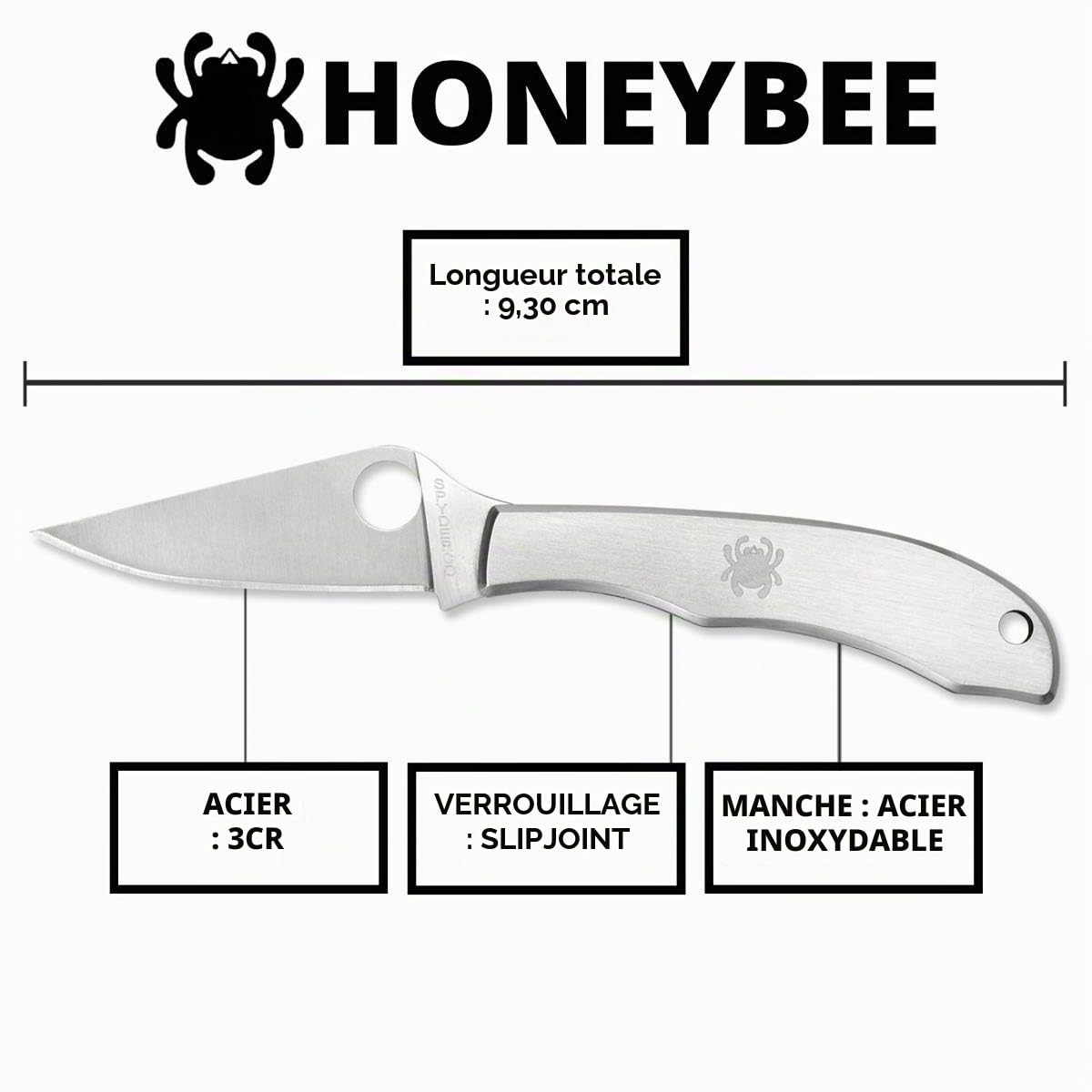 Spyderco Honeybee Couteau fermant Mixte Adulte, Gris, Taille Unique