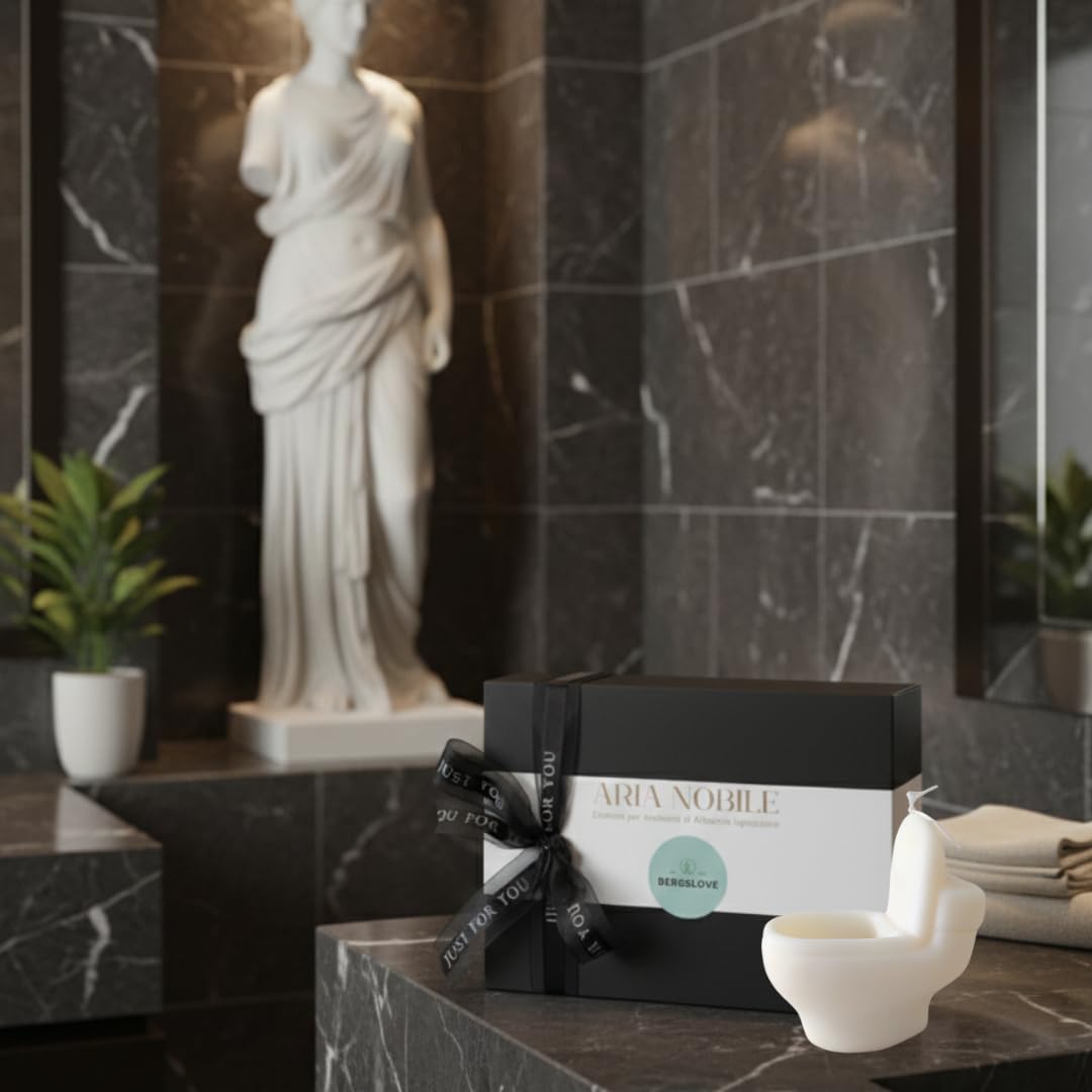 ARIA NOBILE Candela Scultura WC Design Pop Art Lignum Supreme - Cera di Soia Profumata alla Menta - Regalo Divertente e Lussuoso per Arredo Bagno e Casa - Decorazione Ironica Moderno