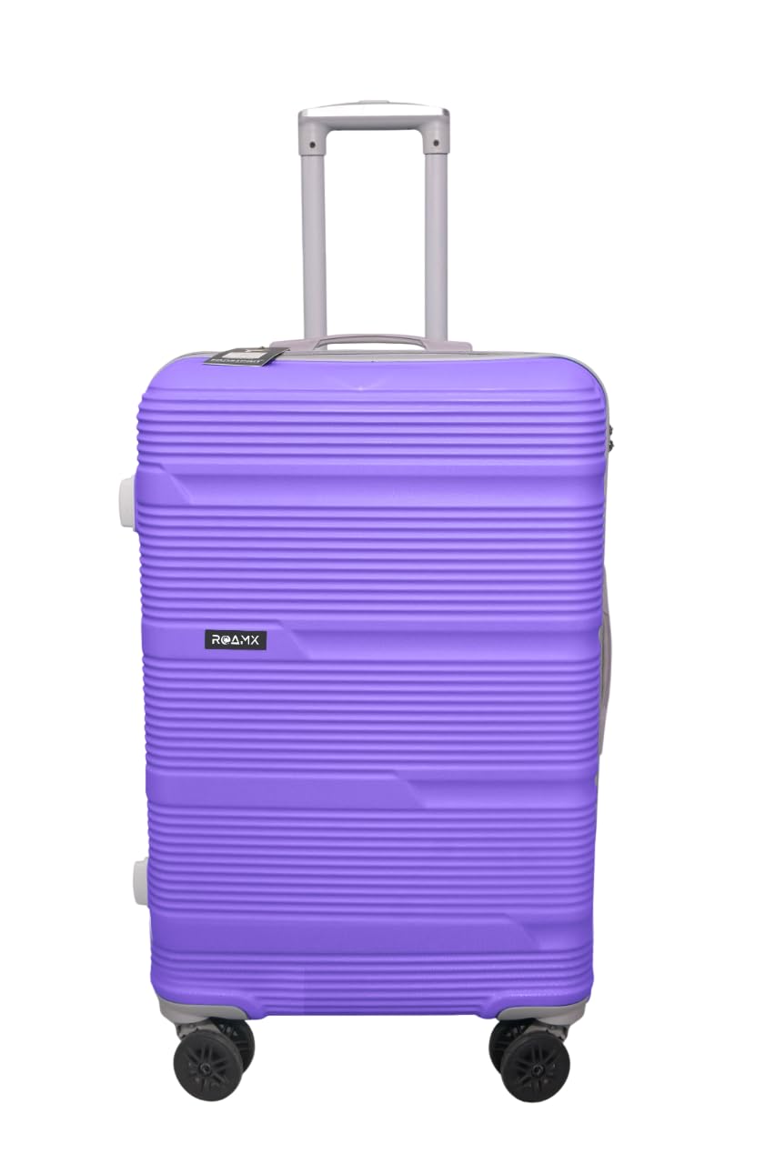 ABS Hard Suitcase 24 Inch Check in Luggage, Trolley Bag with Smooth 8 Wheel System Combination Lock and Strong Zipper | Carry On Travel Case for Air, Road and Weekend Trips | Purple-image-4
