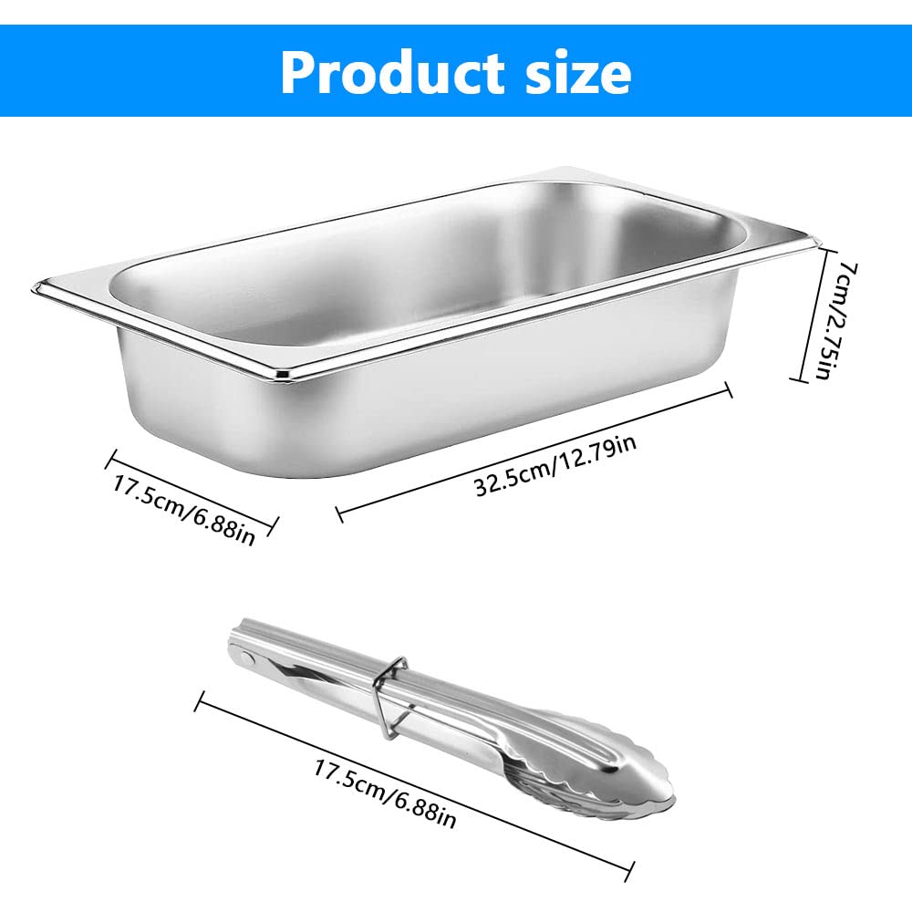 Lot De 3 Plats à Paner Gastronormes Inox 32,5x17,5x6,5 Cm Avec Couvercles - Idéal Poisson, Viande & Marinades