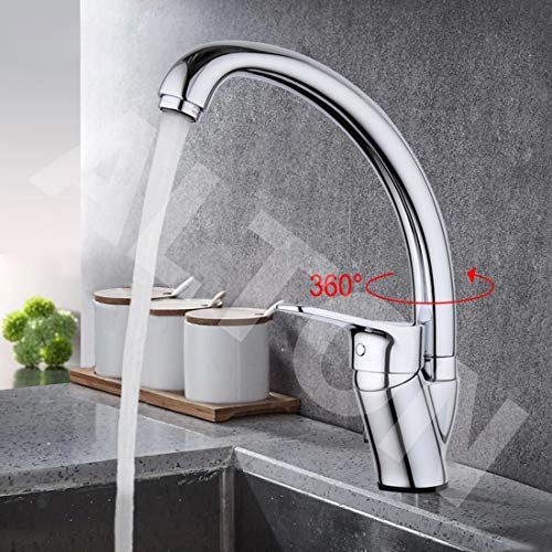 ALTON OCN10155 Brass 360 Degree Rotation Single Lever Sink Mixer With Swivel Spout, Chrome, Chrome Finish